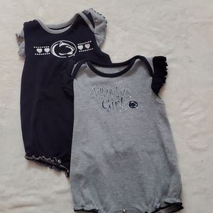 Two Penn State Baby Girl 6-9M Creepers